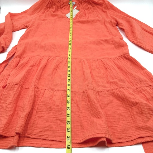 NWT Rails Women’s Aureta V-Neck Tiered Organic Cotton Belted Dress Papaya Medium - Picture 13 of 15